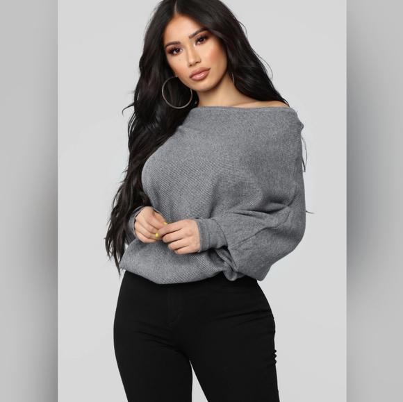 FASHION NOVA OF THE SHOULDER SWEATER - Picture 2 of 4